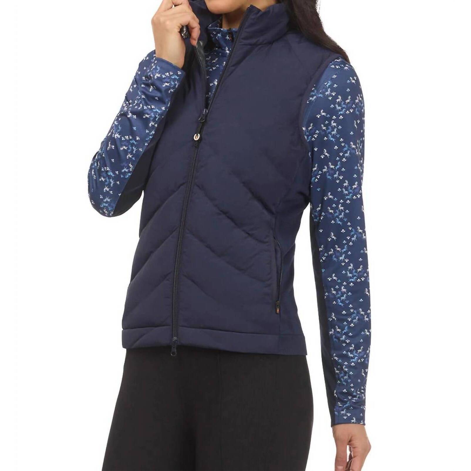 New Kerrits Equitech Hybrid Quilted Vest In Galaxy Blue